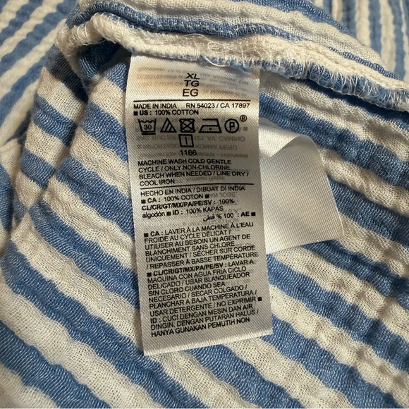 Women’s XL Peasant Cottage Core Blouse, 100% Cotton, Blue and Cream Stripes EUC - Picture 5 of 10